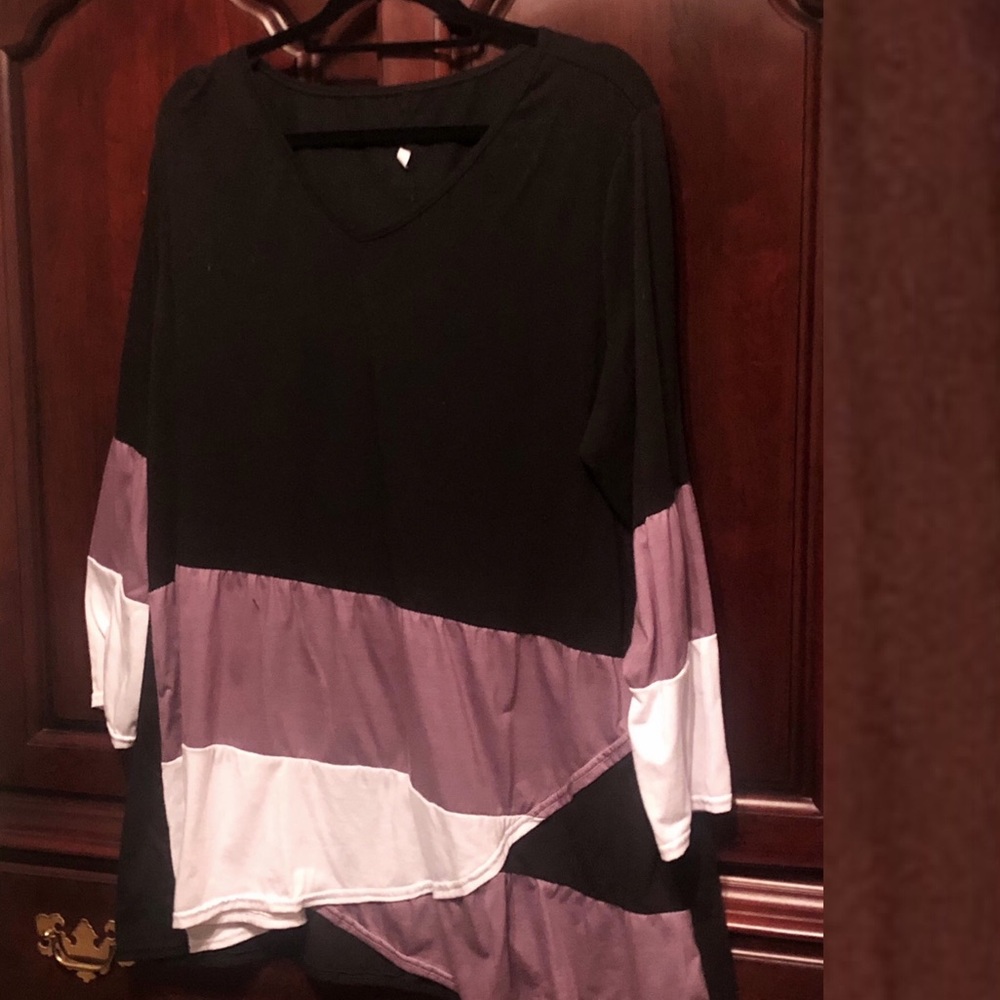 Black, Purple, and White Blouse